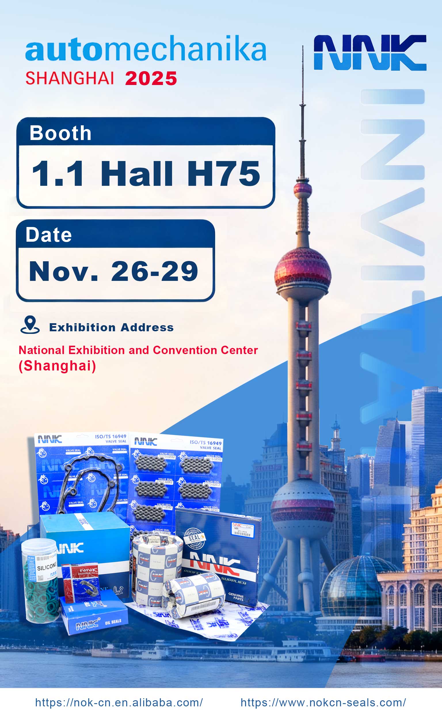 澳洲幸运5体彩官网 NNK Oil Seal Factory to Showcase at Automechanika Shanghai – November 26–29, Welcome to Booth: 1.1 Hall H75!